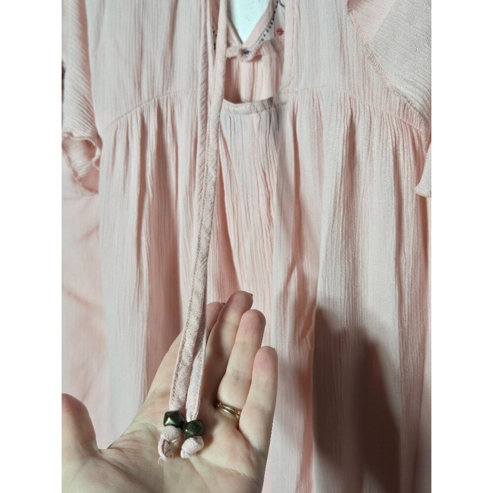 Kelly Renee Womens Pink Floral Embroidered Deep V-Neck Tunic Dress Plus 1X Boho - Picture 4 of 11